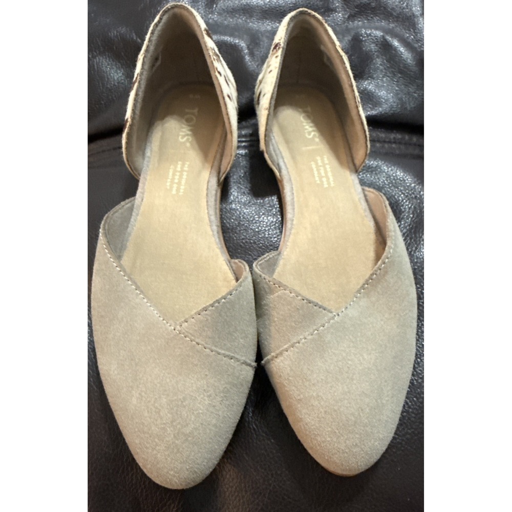 TOMS Jutti Calf Hair Gray Suede Slip On d'Orsay Flats Women's Size 6